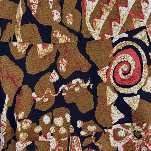 VTG Bohemian Maxi Skirt Women’s 10 Brown Abstract Ethnic Print Festival Hippie - Picture 9 of 9